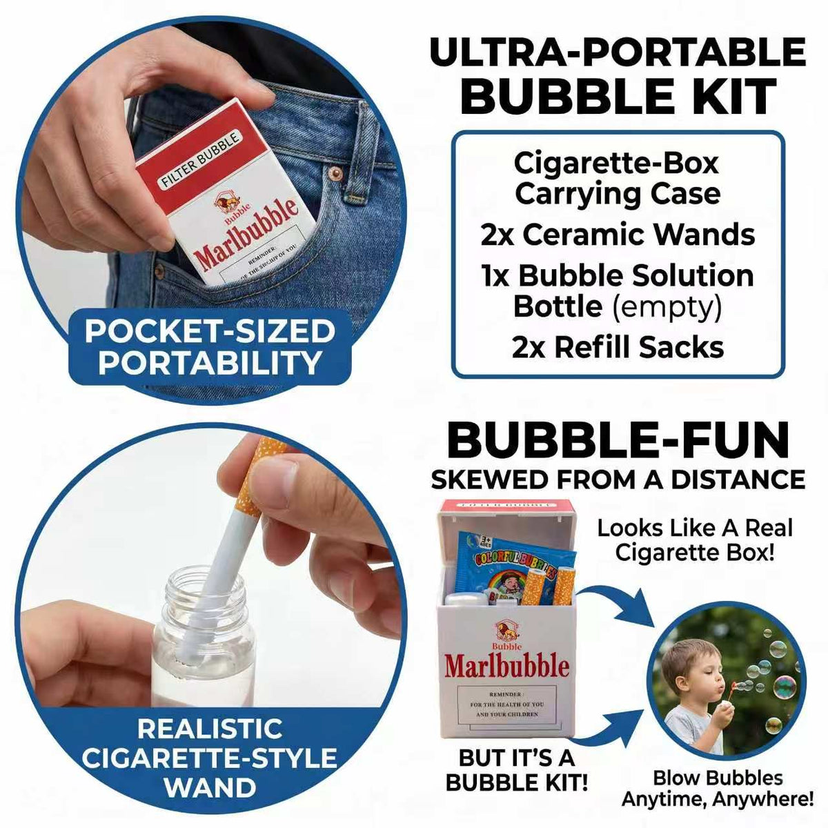 Bubble Blower Toy Smoke-Like Bubbles Refills Included
