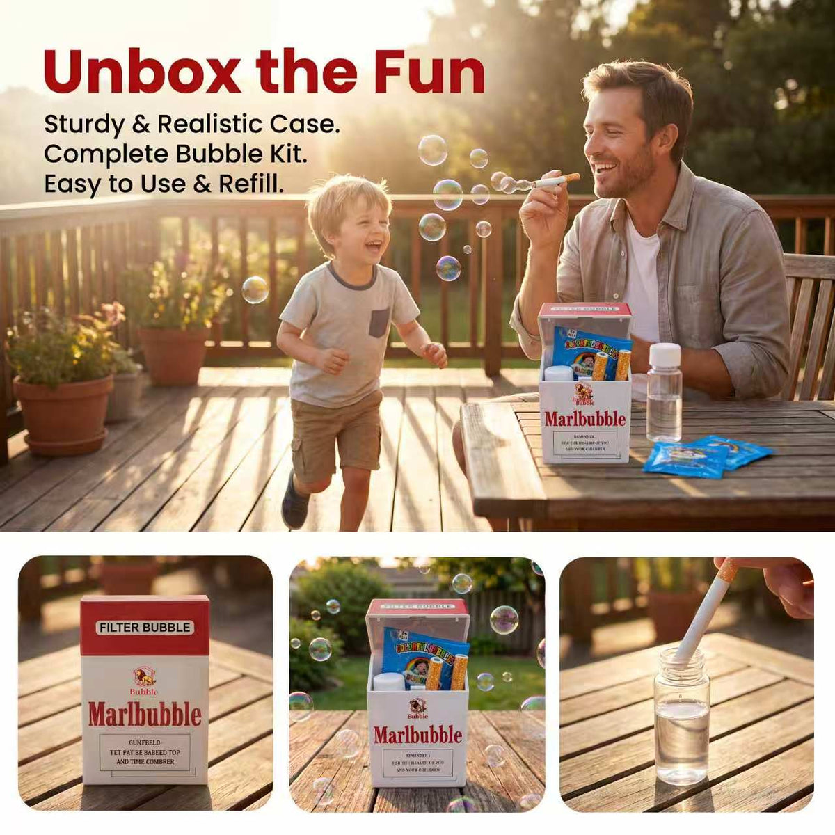 Bubble Blower Toy Smoke-Like Bubbles Refills Included