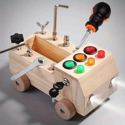 Busy Board Wooden Interactive With LED Lights
