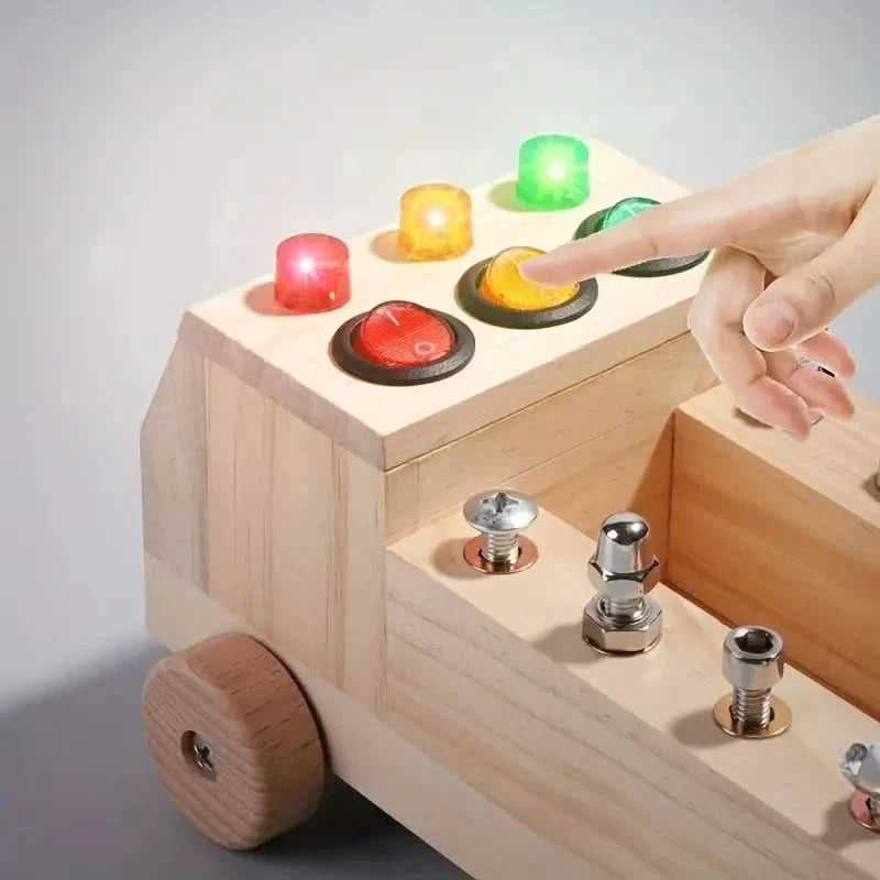 Busy Board Wooden Interactive With LED Lights