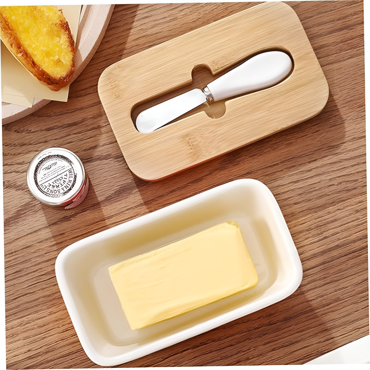 Butter Storage Container Ceramic Cutter & Portion Slicer
