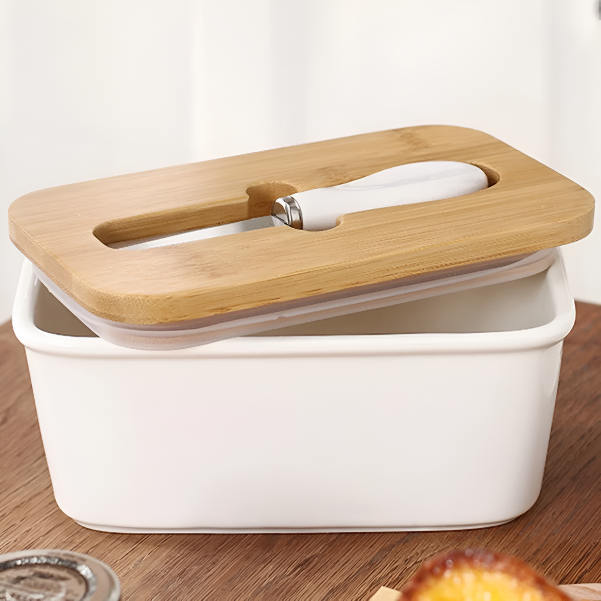 Butter Storage Container Ceramic Cutter & Portion Slicer