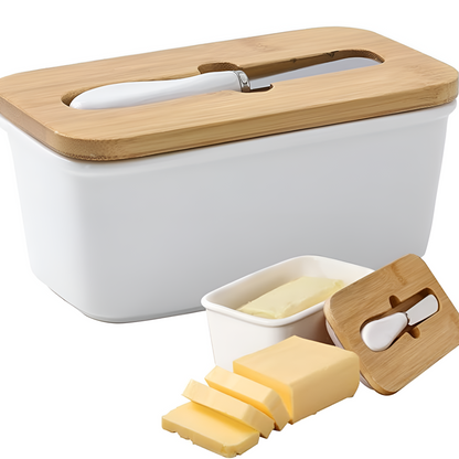 Butter Storage Container Ceramic Cutter & Portion Slicer