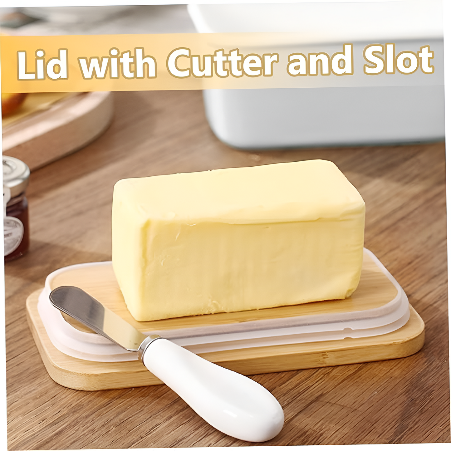 Butter Storage Container Ceramic Cutter & Portion Slicer