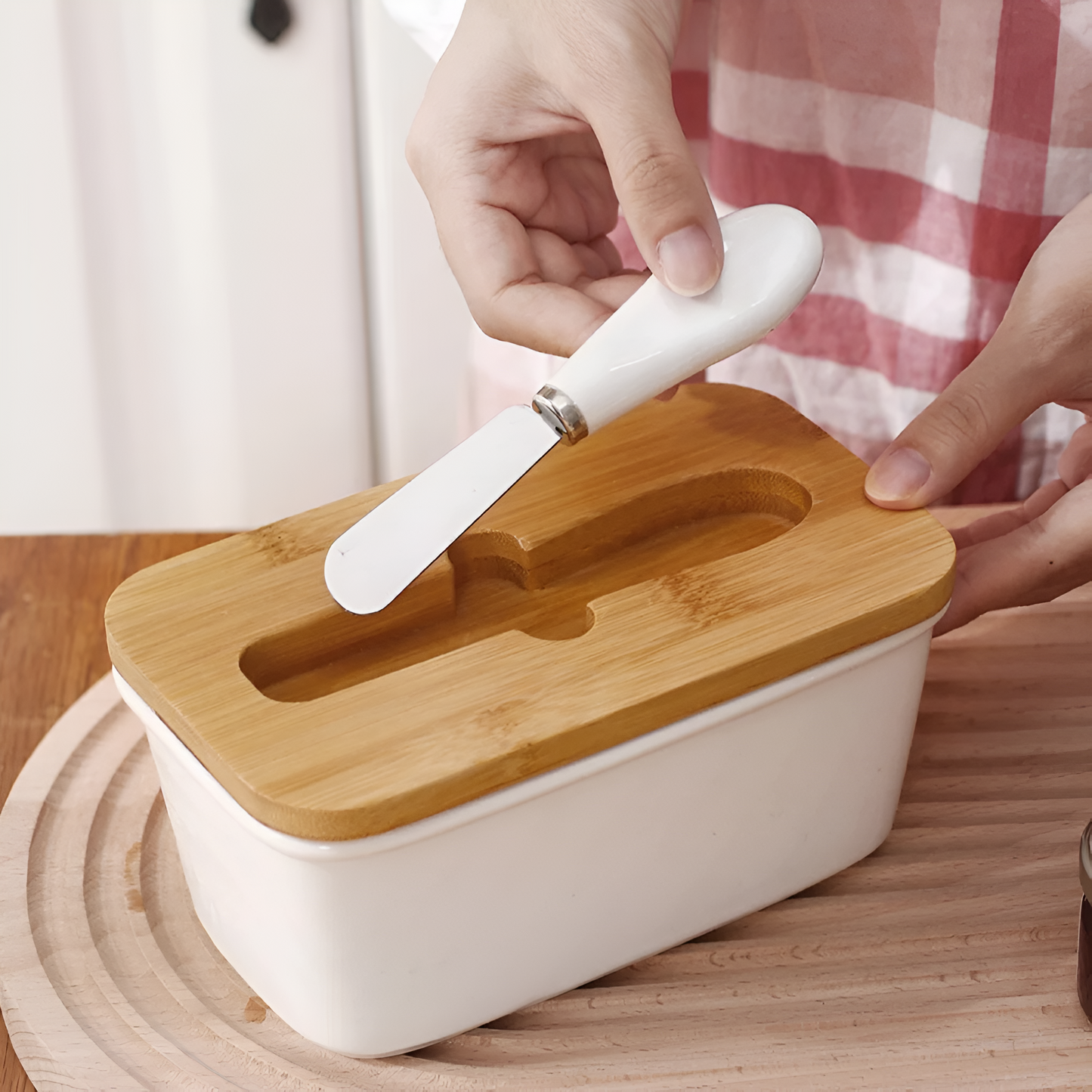 Butter Storage Container Ceramic Cutter & Portion Slicer
