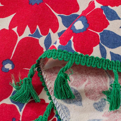 Cabinet Curtain Cotton Linen Semi-Sheer Tassel Trim