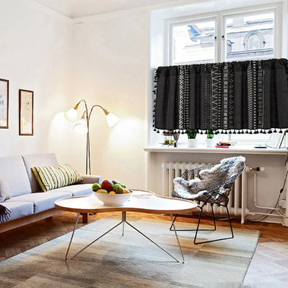 Cabinet Curtain Linen Tribal Geometric Print Tassels