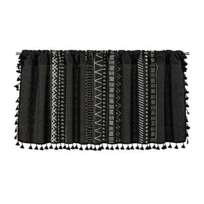 Cabinet Curtain Linen Tribal Geometric Print Tassels