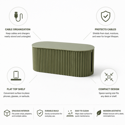 Cable Organizer Box Ribbed Exterior & Flat Top Shelf