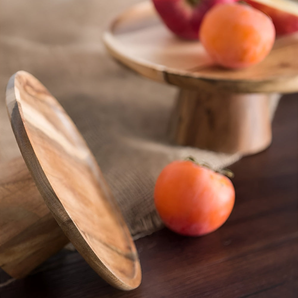 Cake Stand Elevated Natural Wood