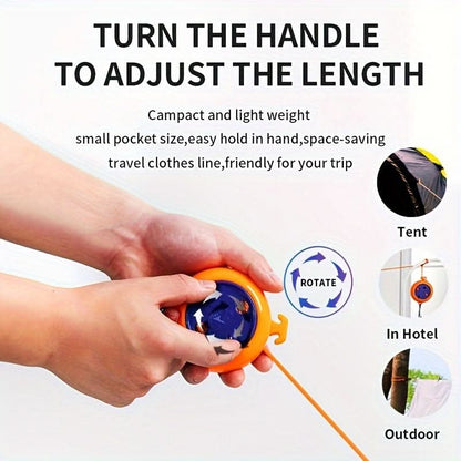 Camping Clothesline Adjustable Elastic Rope Reinforced Clips