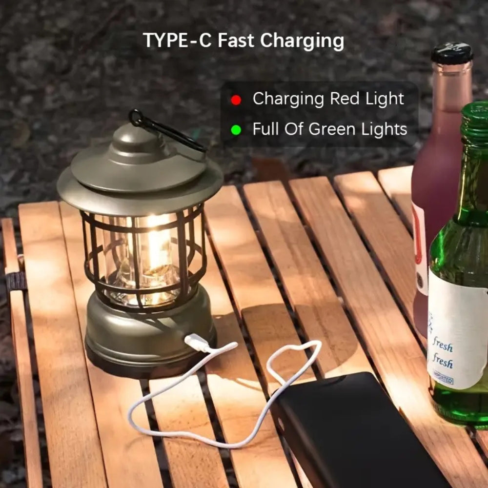 Camping Lantern Retro Cage Touch Control Dimmable