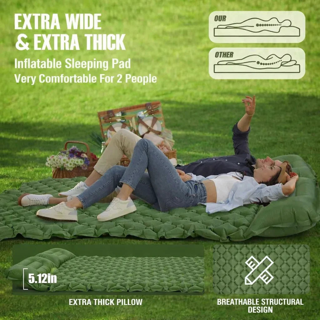 Camping Mattress Extra-Wide Built-In Pump Water-Repellent Surface