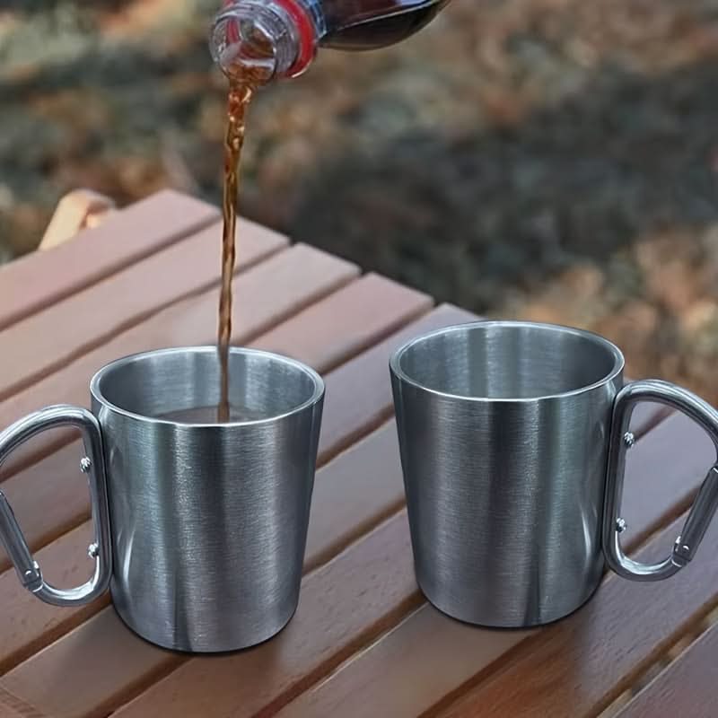 Camping Mug Stainless Steel Integrated Buckle Handle 180 mL