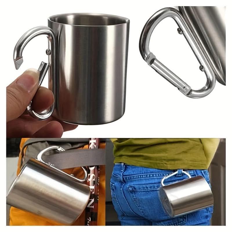 Camping Mug Stainless Steel Integrated Buckle Handle 180 mL