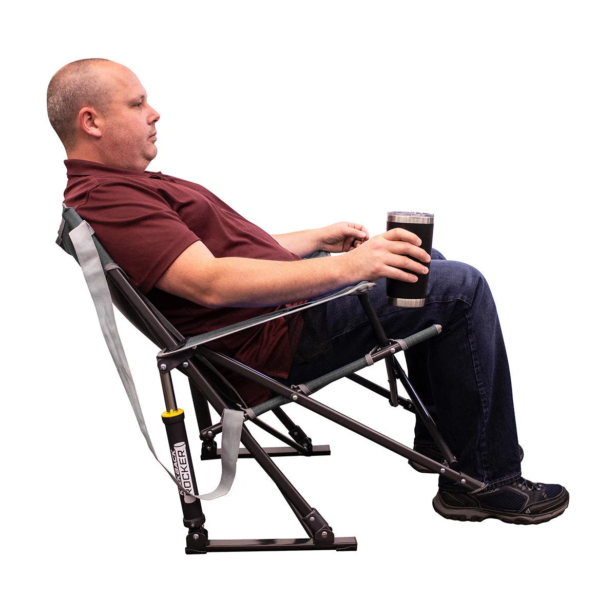 Camping Rocking Chair Folding Beverage Holder & Phone Pocket