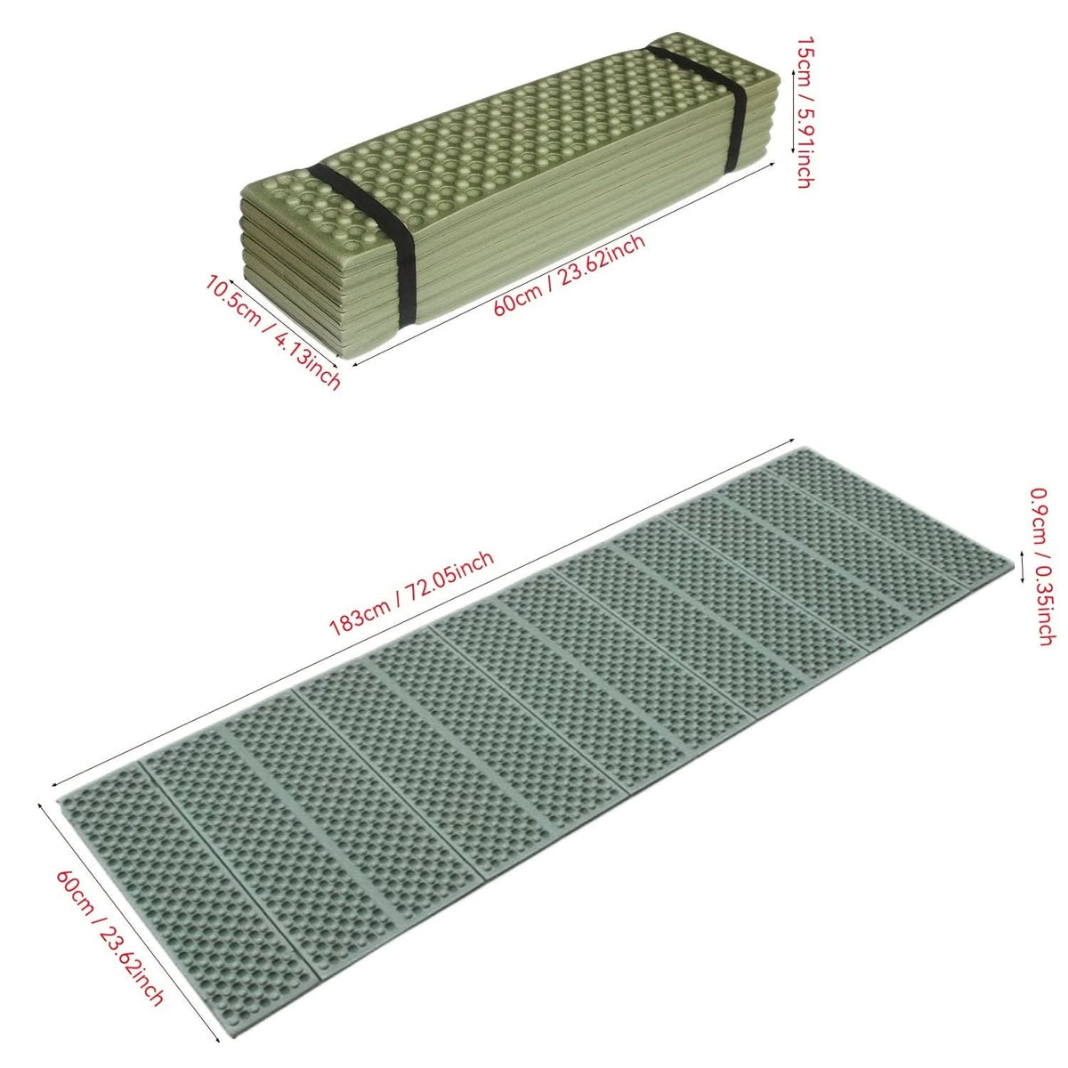 Camping Sleeping Mat Foldable Moisture-Resistant Insulated R-Value 2.6