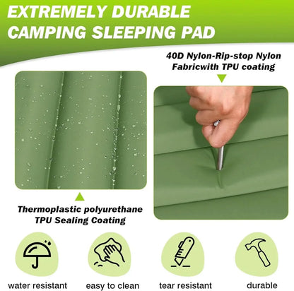 Camping Sleeping Pad 4 Inch Thick Self-Inflating & Connectable