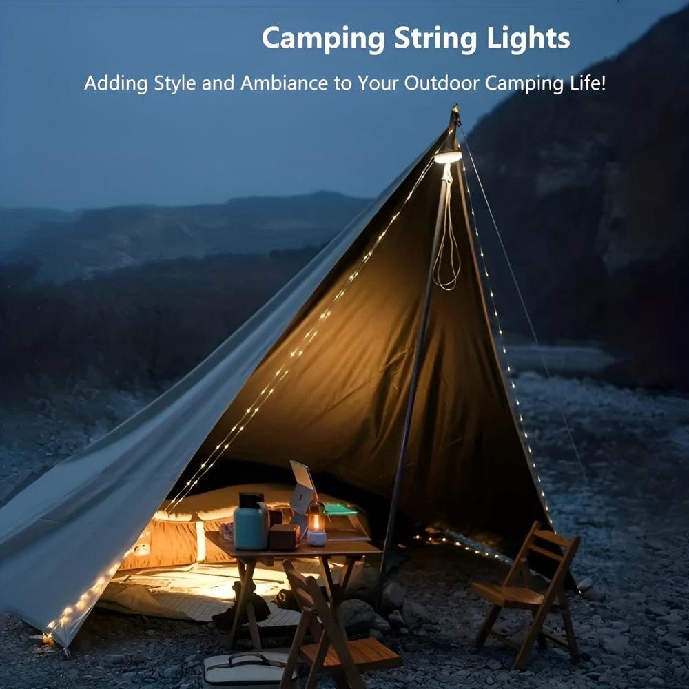 Camping String Lights Retractable USB Rechargeable Waterproof