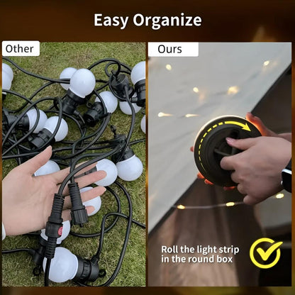 Camping String Lights Retractable USB Rechargeable Waterproof