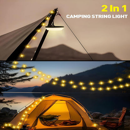 Camping String Lights Retractable USB Rechargeable Waterproof