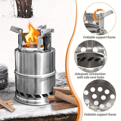 Camping Wood Stove Stainless Steel Foldable Frame
