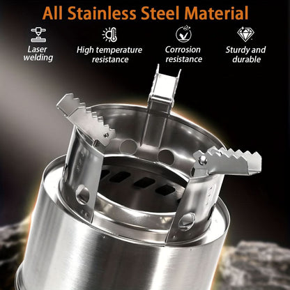 Camping Wood Stove Stainless Steel Foldable Frame