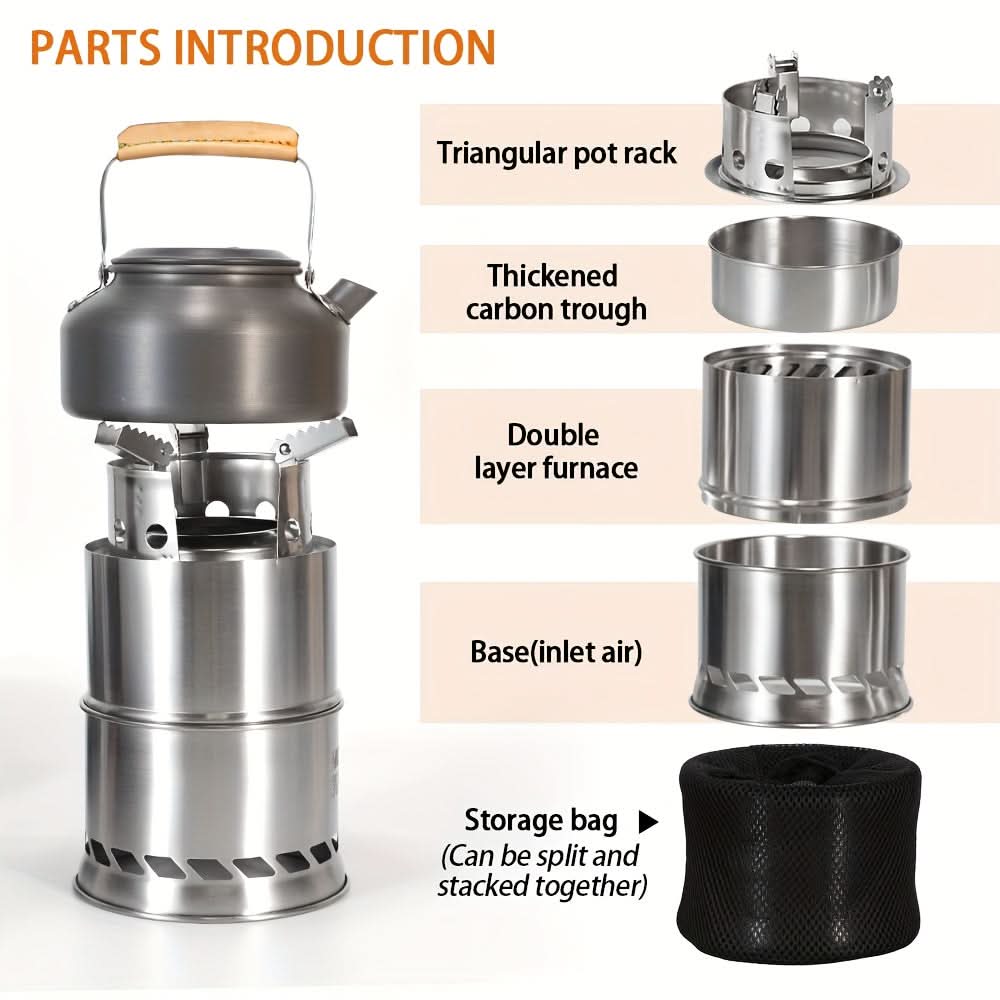Camping Wood Stove Stainless Steel Foldable Frame