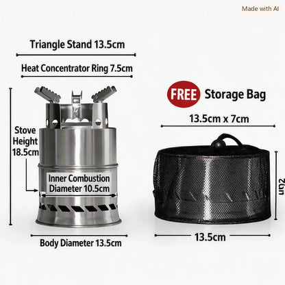 Camping Wood Stove Stainless Steel Foldable Frame