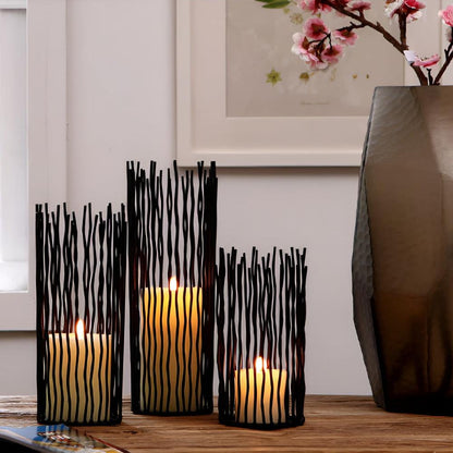 Candle Holder Bohemian Geometric Black Iron Anti-Rust