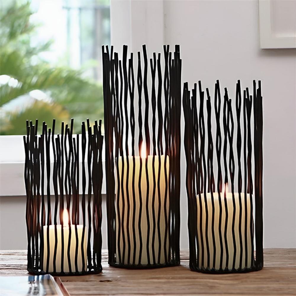 Candle Holder Bohemian Geometric Black Iron Anti-Rust