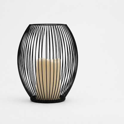 Candle Holder Cage Design Matte Black 3 Sizes