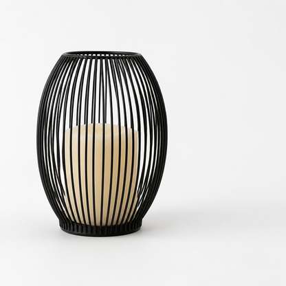 Candle Holder Cage Design Matte Black 3 Sizes