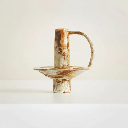 Candle Holder Ceramic Retro Textured Design