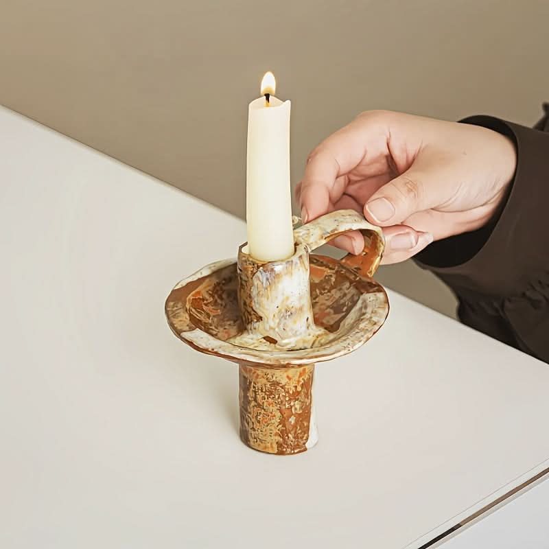 Candle Holder Ceramic Retro Textured Design