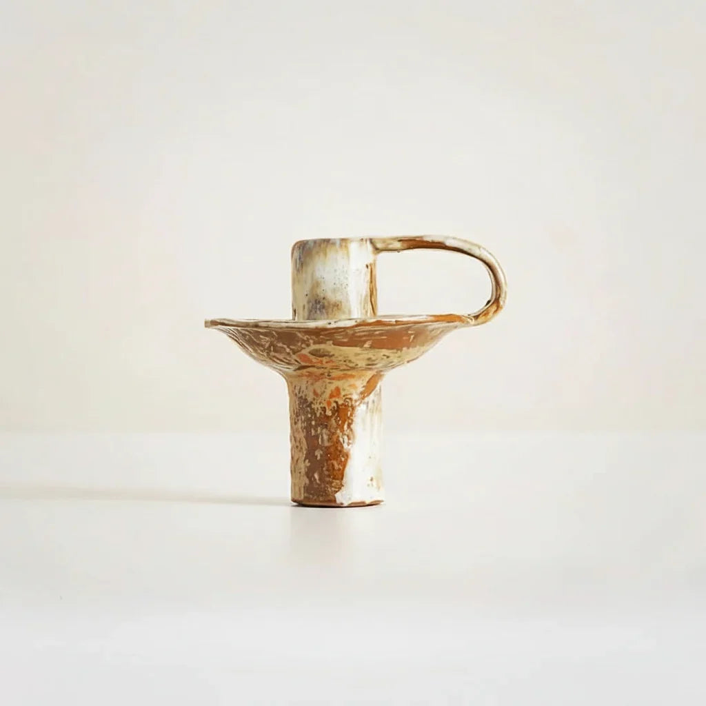 Candle Holder Ceramic Retro Textured Design