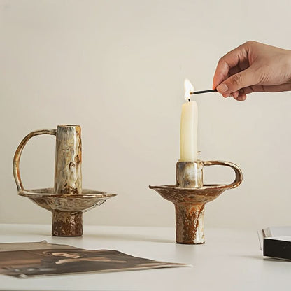 Candle Holder Ceramic Retro Textured Design