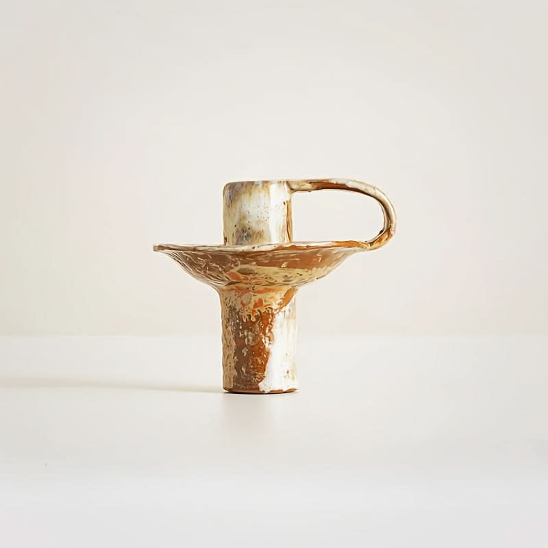 Candle Holder Ceramic Retro Textured Design