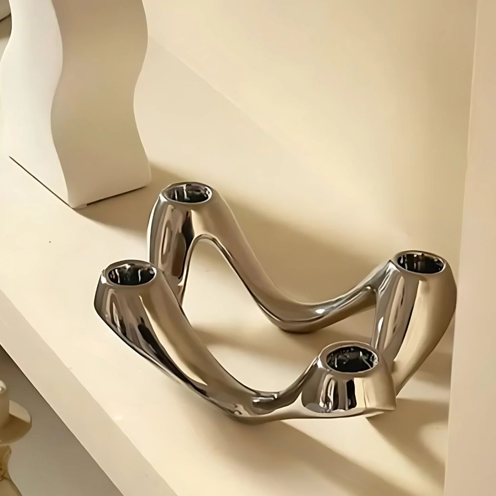 Candle Holder Ceramic Sculptural Accent