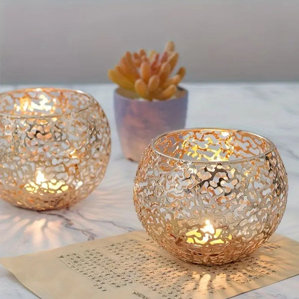 Candle Holder Geometric Iron Tealight Compatible