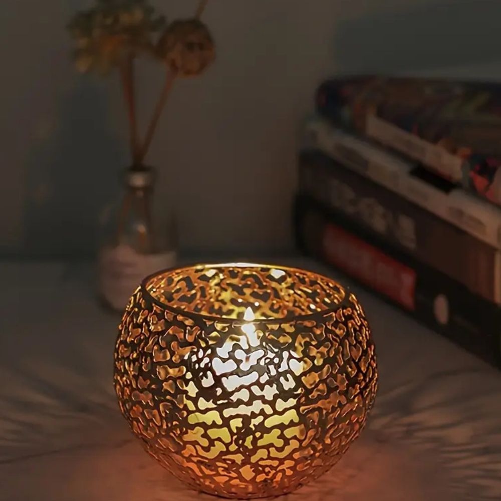 Candle Holder Geometric Iron Tealight Compatible