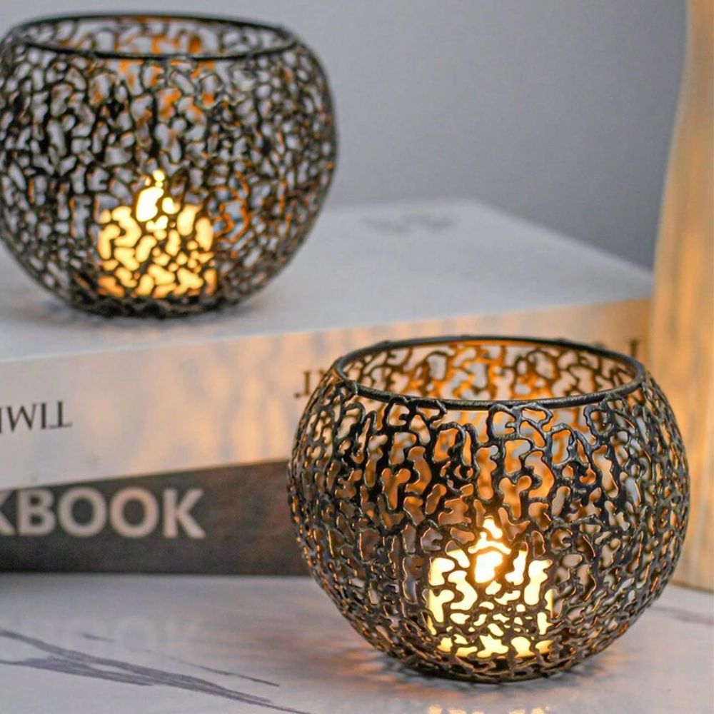 Candle Holder Geometric Iron Tealight Compatible