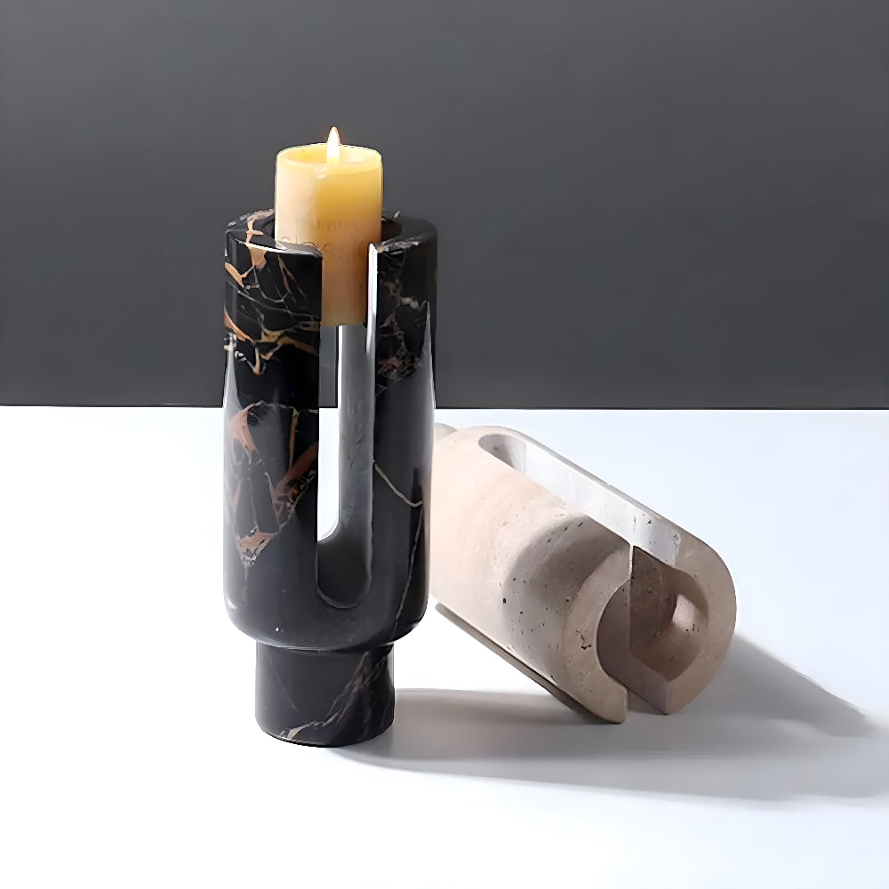 Candle Holder Geometric Marble Votives & Tapers Compatible