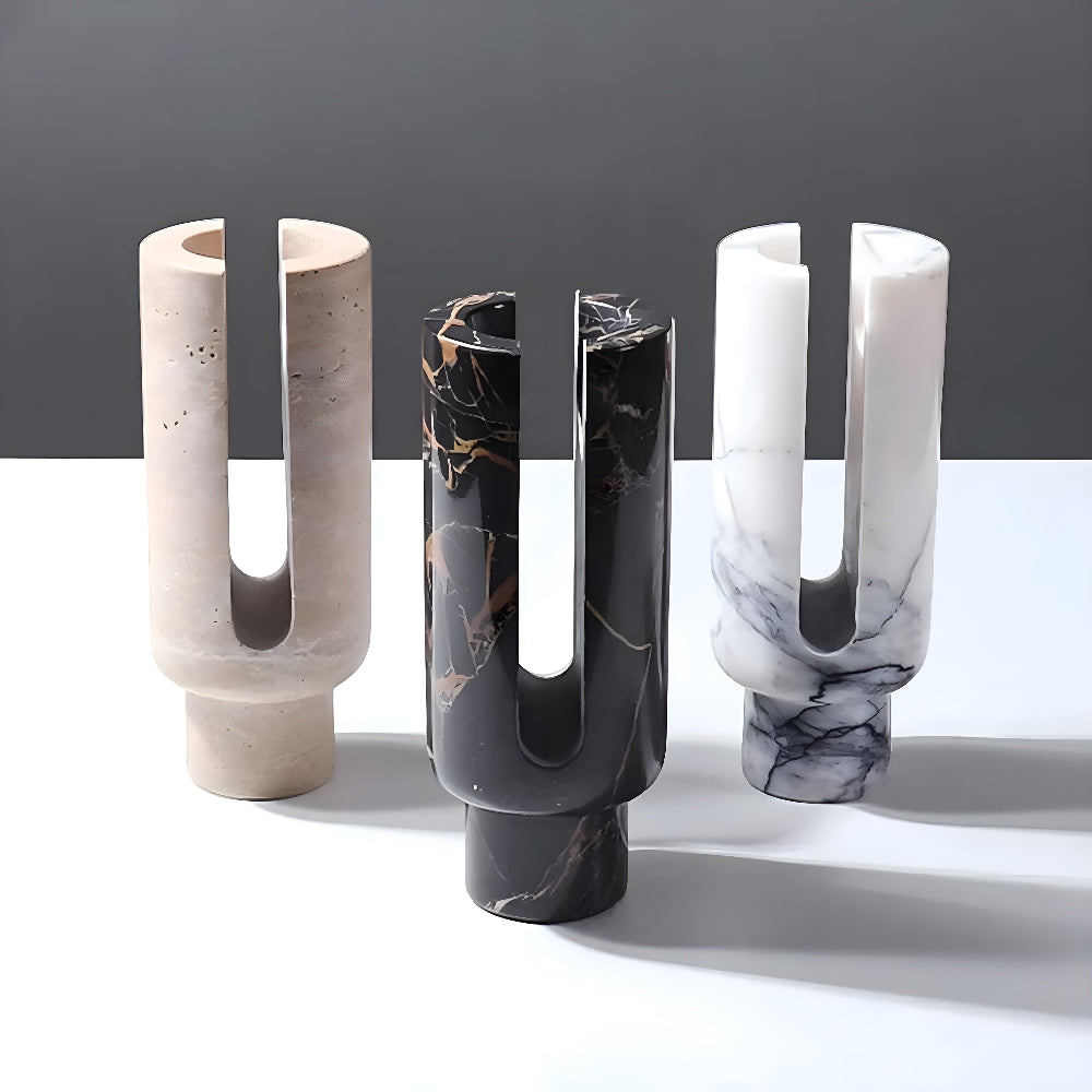Candle Holder Geometric Marble Votives & Tapers Compatible