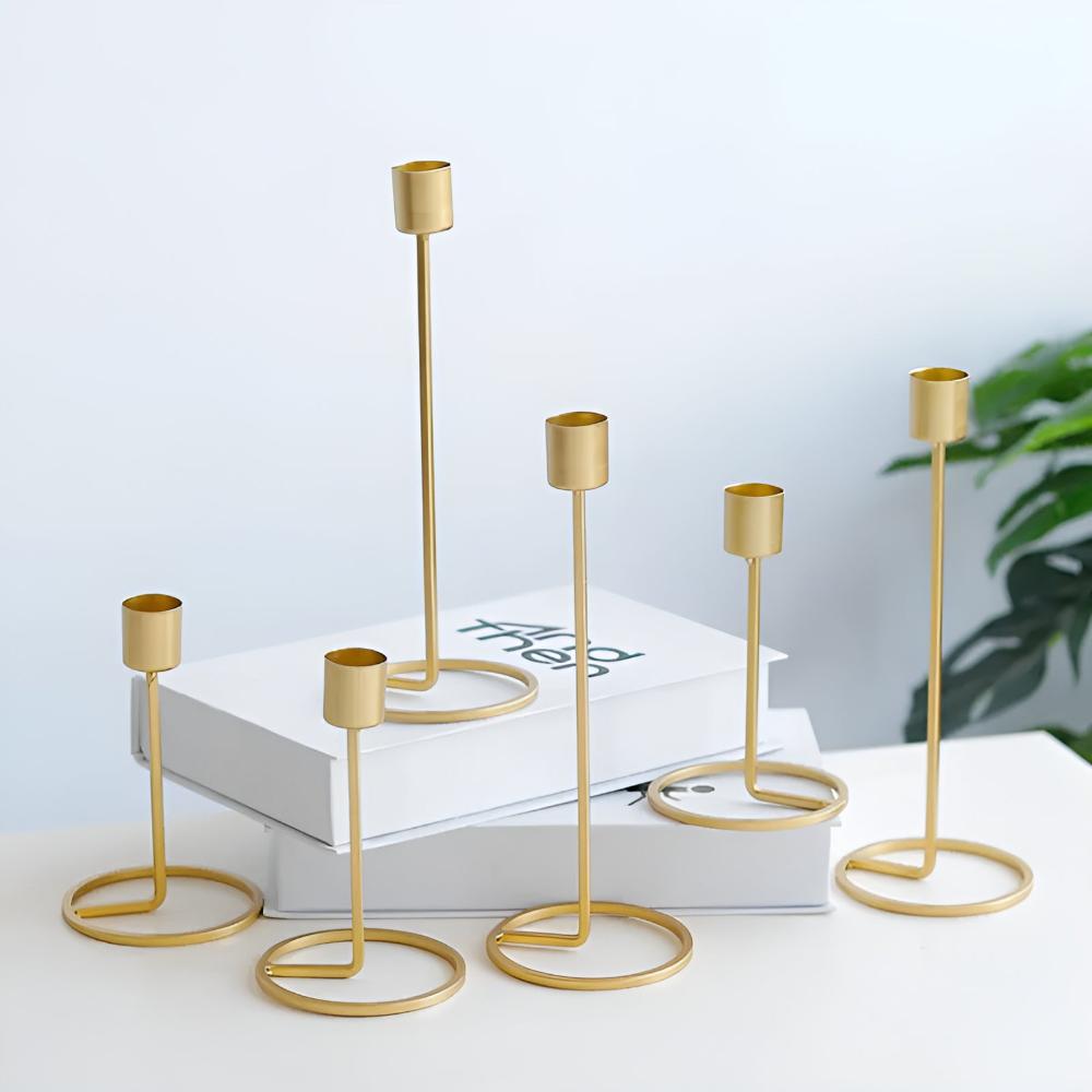 Candle Holder Gold Finish Sturdy Base
