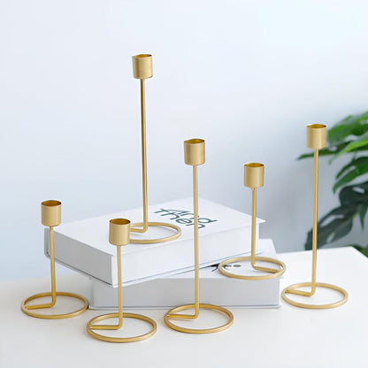 Candle Holder Gold Finish Sturdy Base
