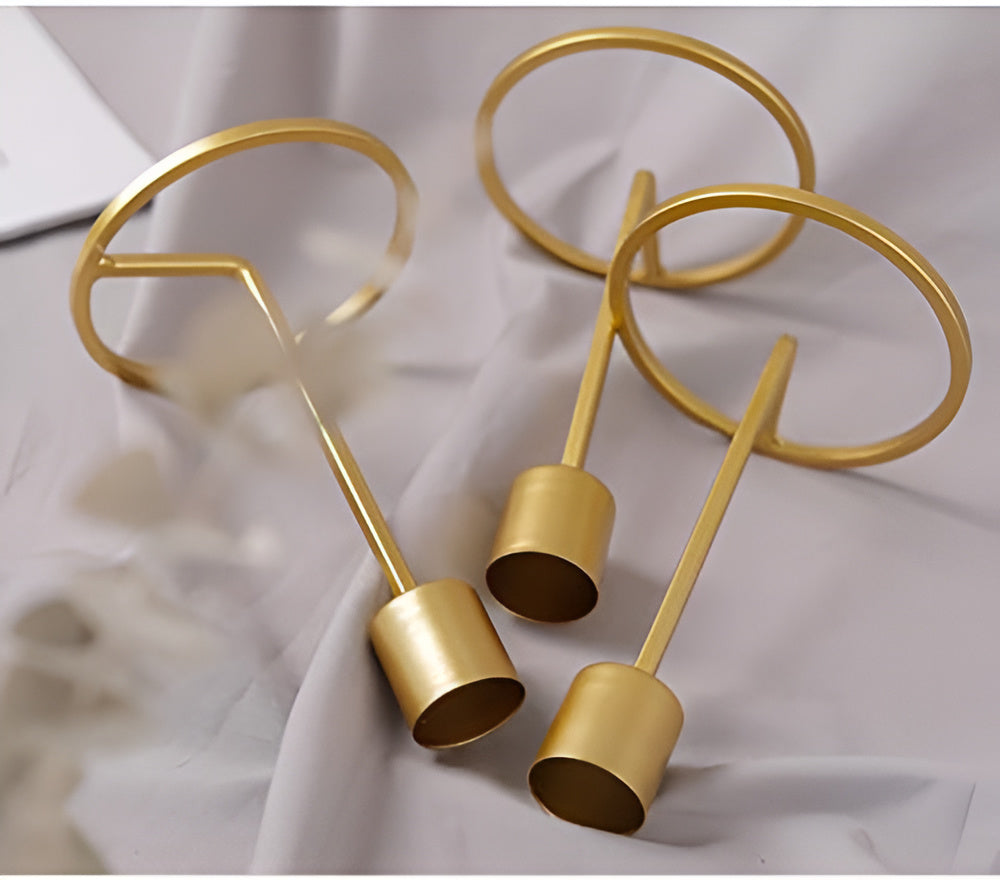 Candle Holder Gold Finish Sturdy Base