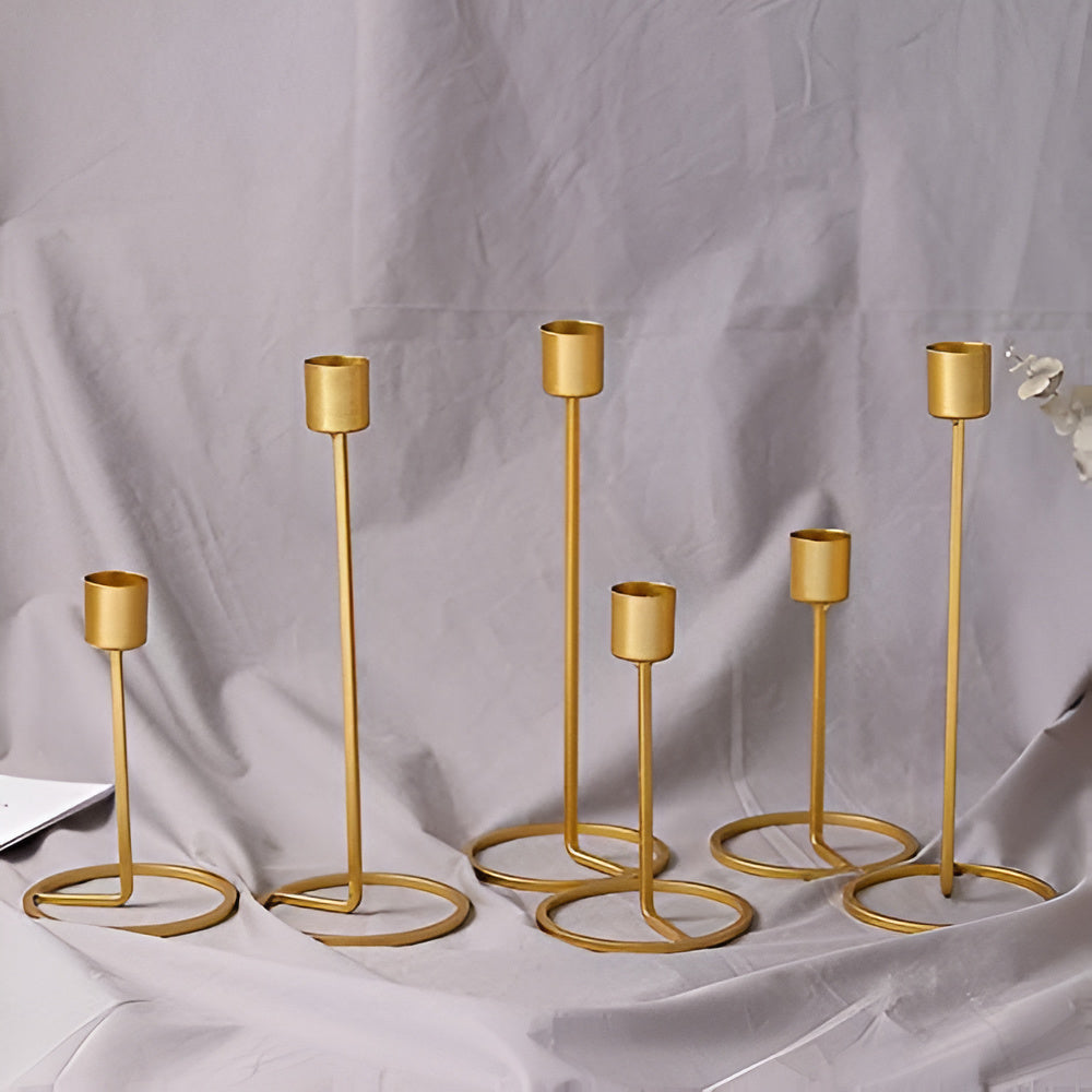 Candle Holder Gold Finish Sturdy Base