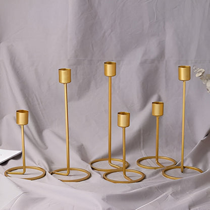 Candle Holder Gold Finish Sturdy Base