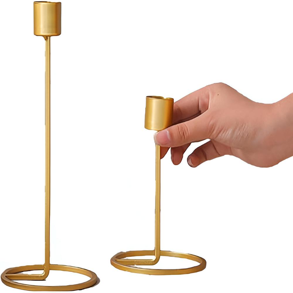 Candle Holder Gold Finish Sturdy Base